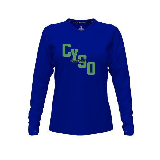 [FTLVCFRY-FYXS-LOGO1] Comfort T-Shirt (Female Youth XS, Royal, V Neck, Logo 1, Long Sleeve)