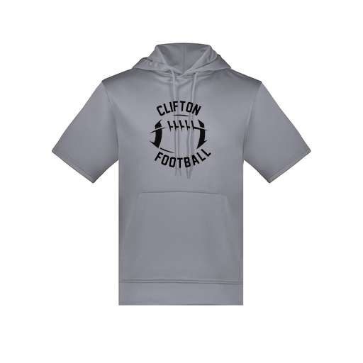 [6871.059.S-LOGO2] Men's Dri Fit Short Sleeve Hoodie (Adult S, Gray, Logo 2)