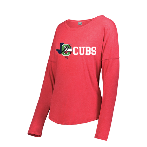 [FTLCUBRD-FAXS-LOGO3] Decker Women's Tri-Blend T-Shirt - Long Sleeve (Female Adult XS, Red, Logo 3)